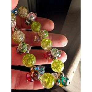 Handmade Multicolored Estate Glass Beaded Stretch Bracelet